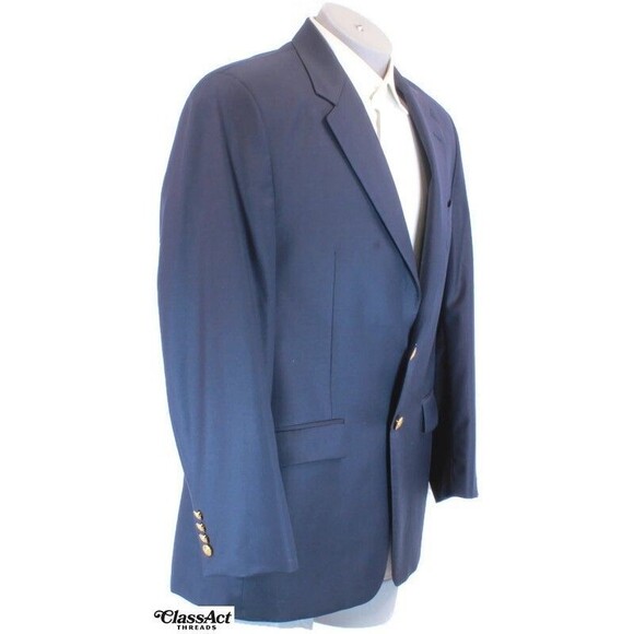 Lauren Ralph Lauren Pure New Wool Gold 2 Button Blazer Sport Coat Jacket 42R - Picture 1 of 11